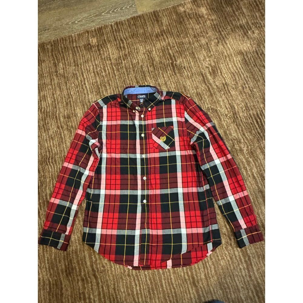 Chaps‎ Red Plaid Button-Down Shirt Casual Long Sleeve
